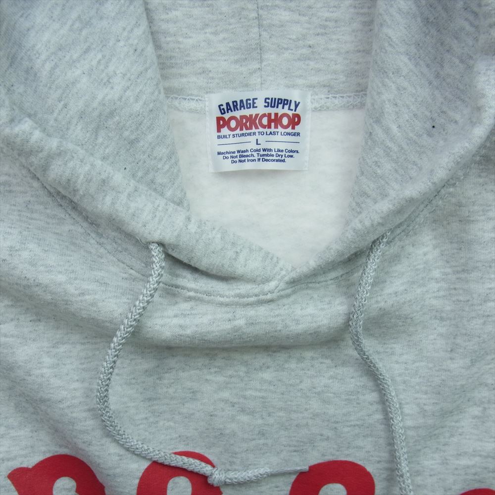 ポークチョップ バックプリント P.C.G.S プリント プルオーバー パーカー グレー グレー系 L【中古】