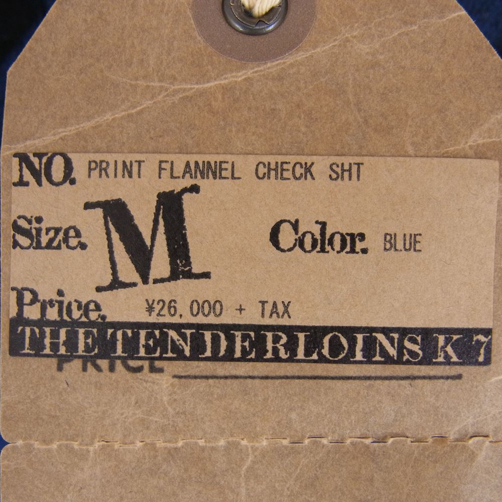 TENDERLOIN テンダーロイン PRINT FLANNEL CHECK SHT プリント フランネル チェック 長袖 シャツ BLUE ブルー ブルー系 M【中古】