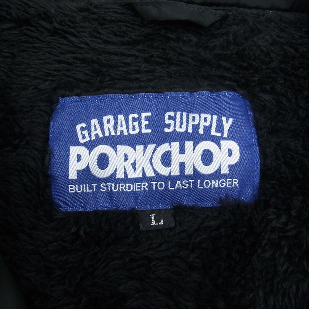 ポークチョップ バックプリント ロゴ ワッペン 裏フリース ナイロン コーチ ジャケット ブラック系 L【中古】