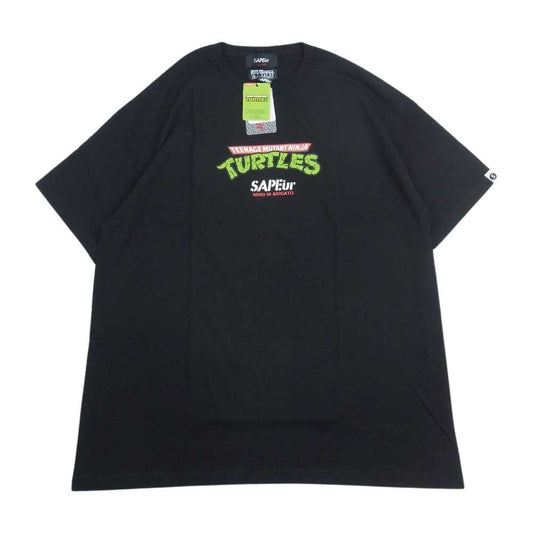 サプール 22SS A0022-141 TURTLES タートルズ プリント ロゴ 半袖 Tシャツ ブラック系 XL【新古品】【未使用】【中古】