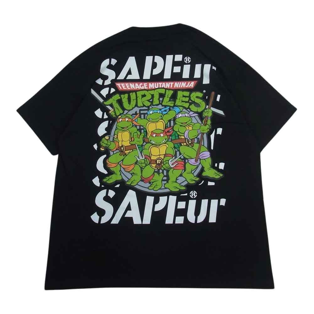 サプール 22SS A0022-141 TURTLES タートルズ プリント ロゴ 半袖 Tシャツ ブラック系 XL【新古品】【未使用】【中古】