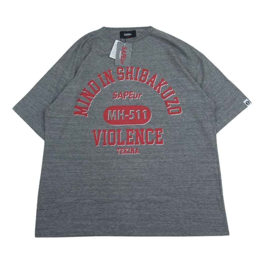 サプール 22SS A0022-121 浜田雅功 Masatoshi Hamada Shibakuzo Tee しばくぞ 半袖 Tシャツ グレー系 L【新古品】【未使用】【中古】