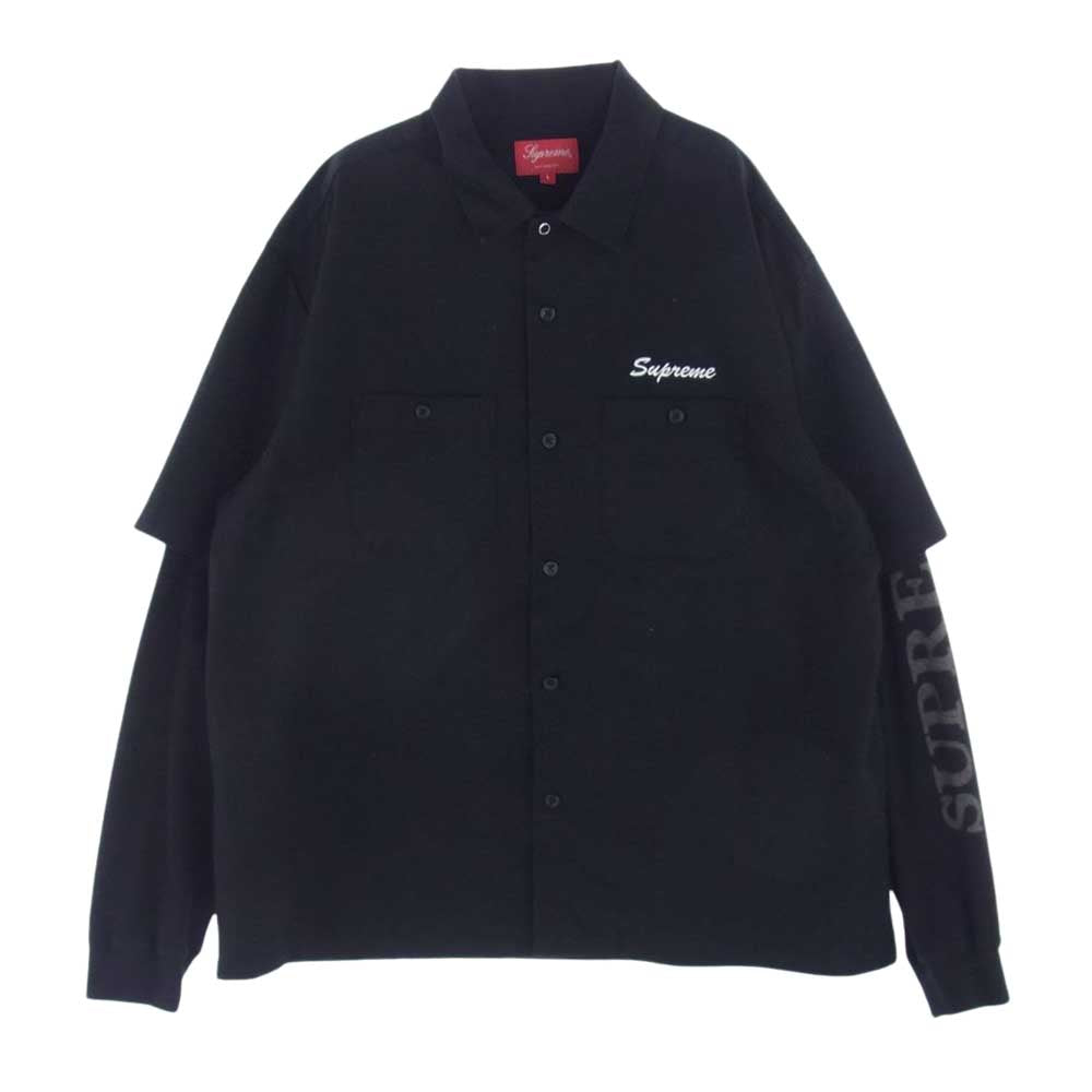 Supreme シュプリーム 21AW Thermal Work Shirt サーマル レイヤード ワーク 長袖 シャツ ブラック系 L【中古】