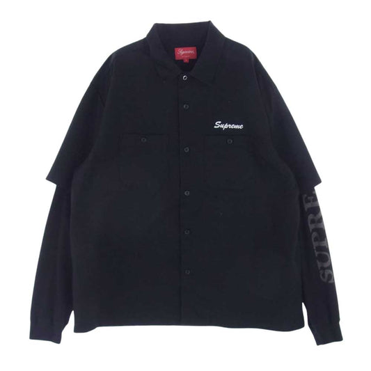 Supreme シュプリーム 21AW Thermal Work Shirt サーマル レイヤード ワーク 長袖 シャツ ブラック系 L【中古】