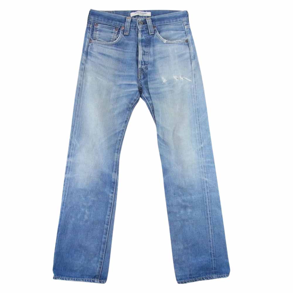 JUNYA WATANABE COMME des GARCONS ジュンヤワタナベコムデギャルソン denim デニム ボタンフライ ダメージ ストレート パンツ インディゴブルー系 XS【中古】