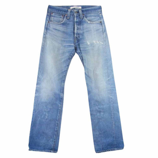 JUNYA WATANABE COMME des GARCONS ジュンヤワタナベコムデギャルソン denim デニム ボタンフライ ダメージ ストレート パンツ インディゴブルー系 XS【中古】