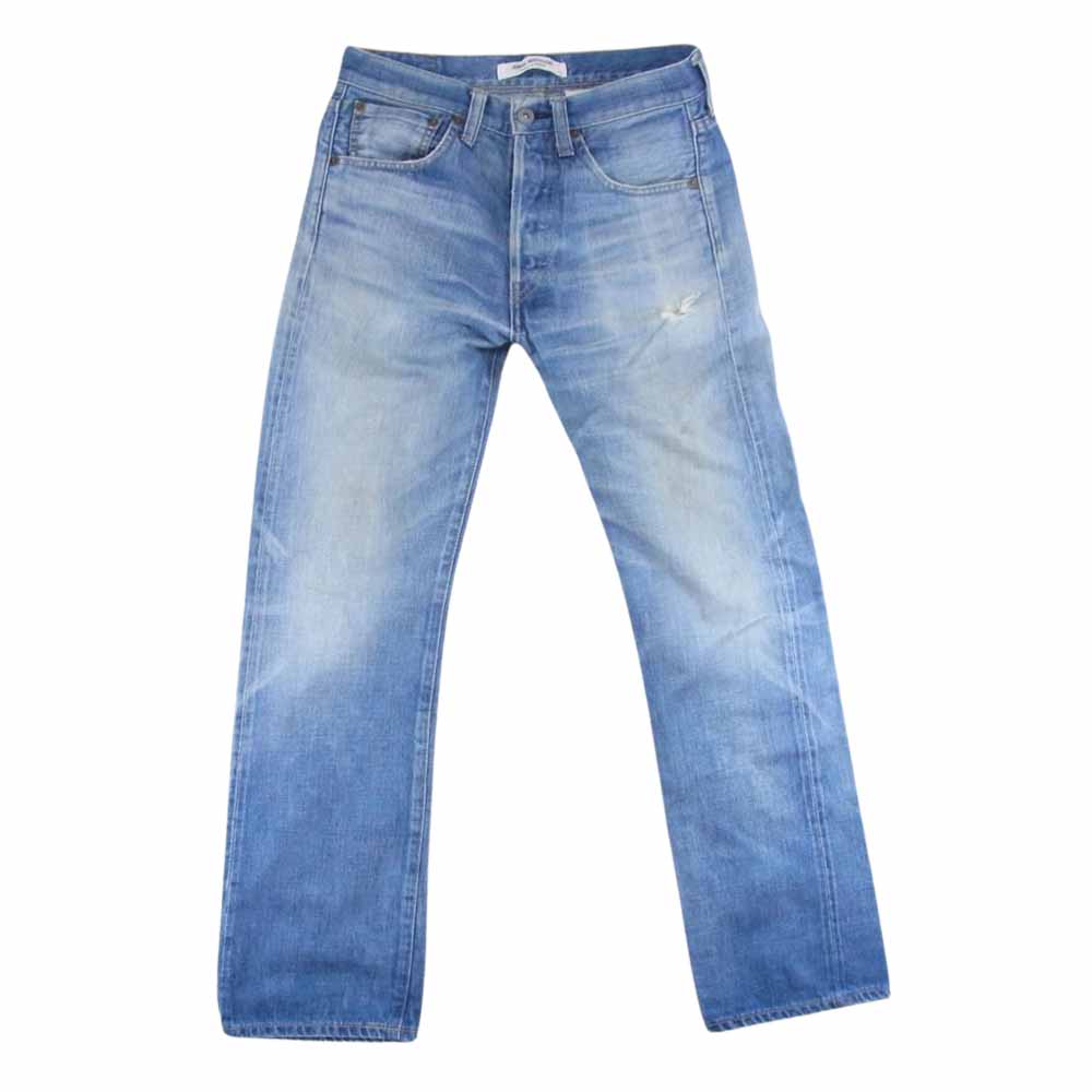 JUNYA WATANABE COMME des GARCONS ジュンヤワタナベコムデギャルソン denim デニム ボタンフライ ダメージ ストレート パンツ インディゴブルー系 XS【中古】