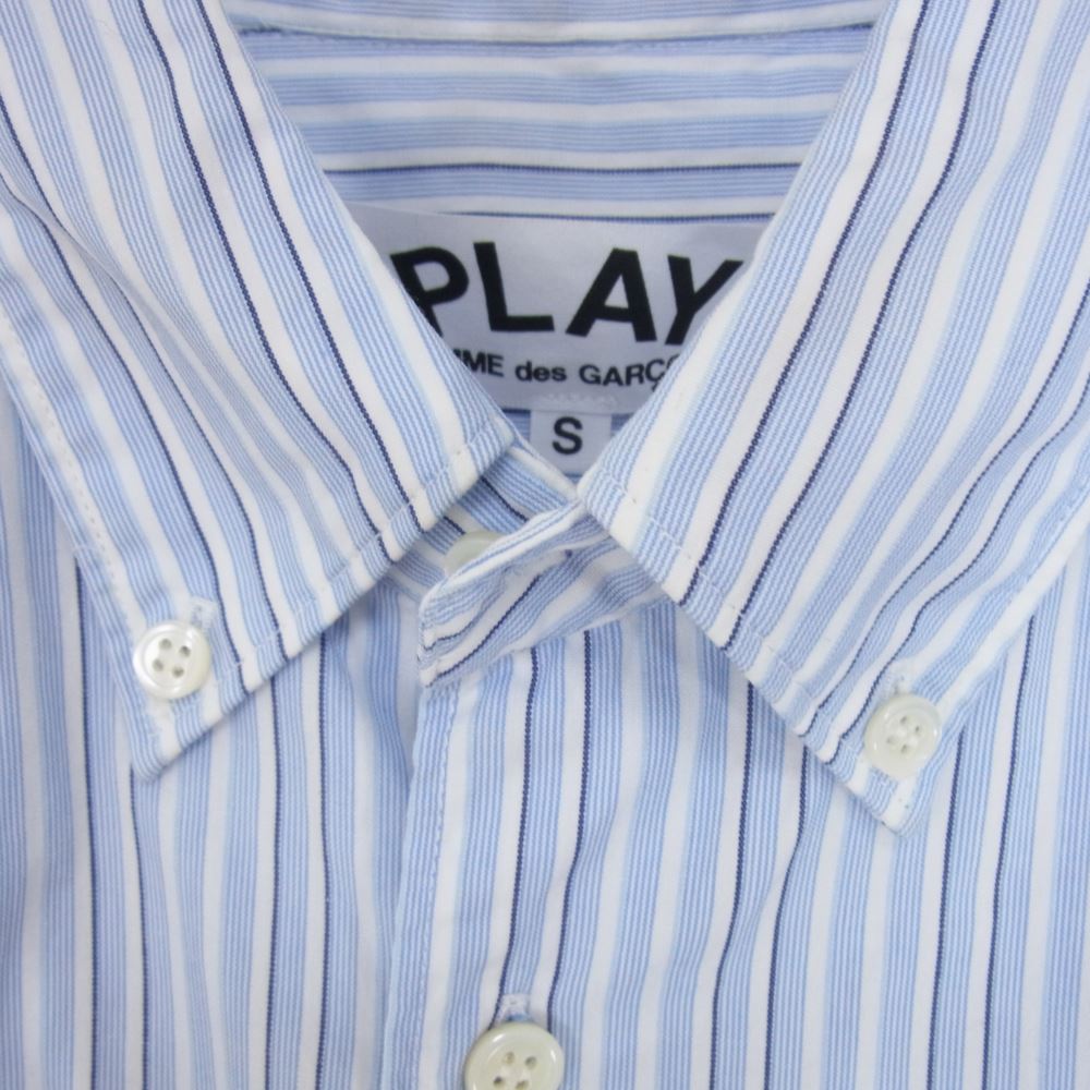 PLAY COMME des GARCONS プレイコムデギャルソン ワッペン ストライプ ボタンダウン シャツ ブルー系 S【中古】