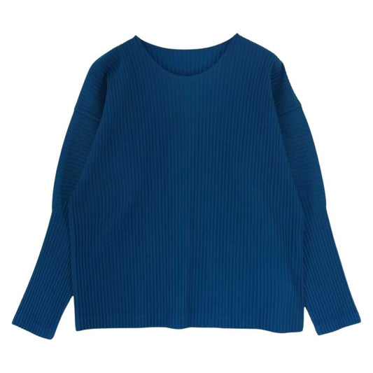 HOMME PLISSE ISSEY MIYAKE オム プリッセ イッセイミヤケ HP93JK187 青山店限定 プリーツ加工 カットソー 長袖 Tシャツ グリーン系 3【美品】【中古】