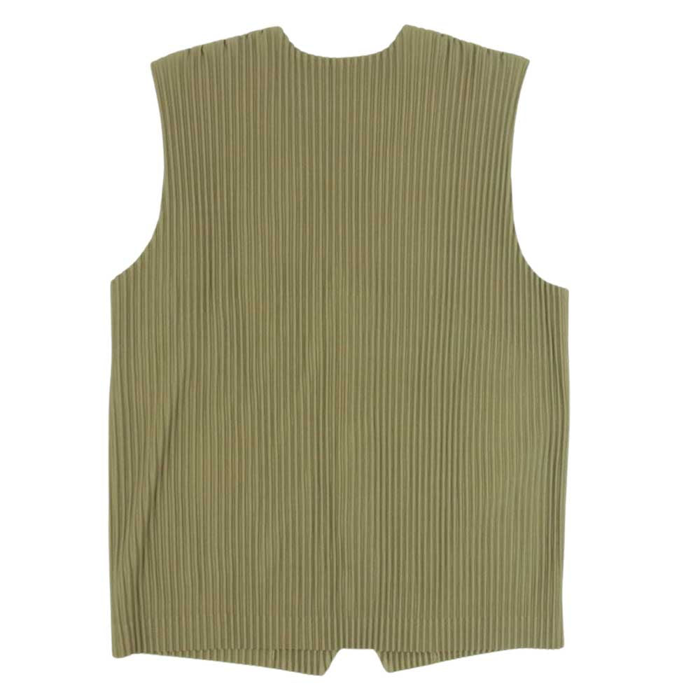 HOMME PLISSE ISSEY MIYAKE オム プリッセ イッセイミヤケ 23SS HP33JE151 TAILORED PLEATS GILET プリーツ加工 テーラード ジレ ベスト カーキ系 3【美品】【中古】