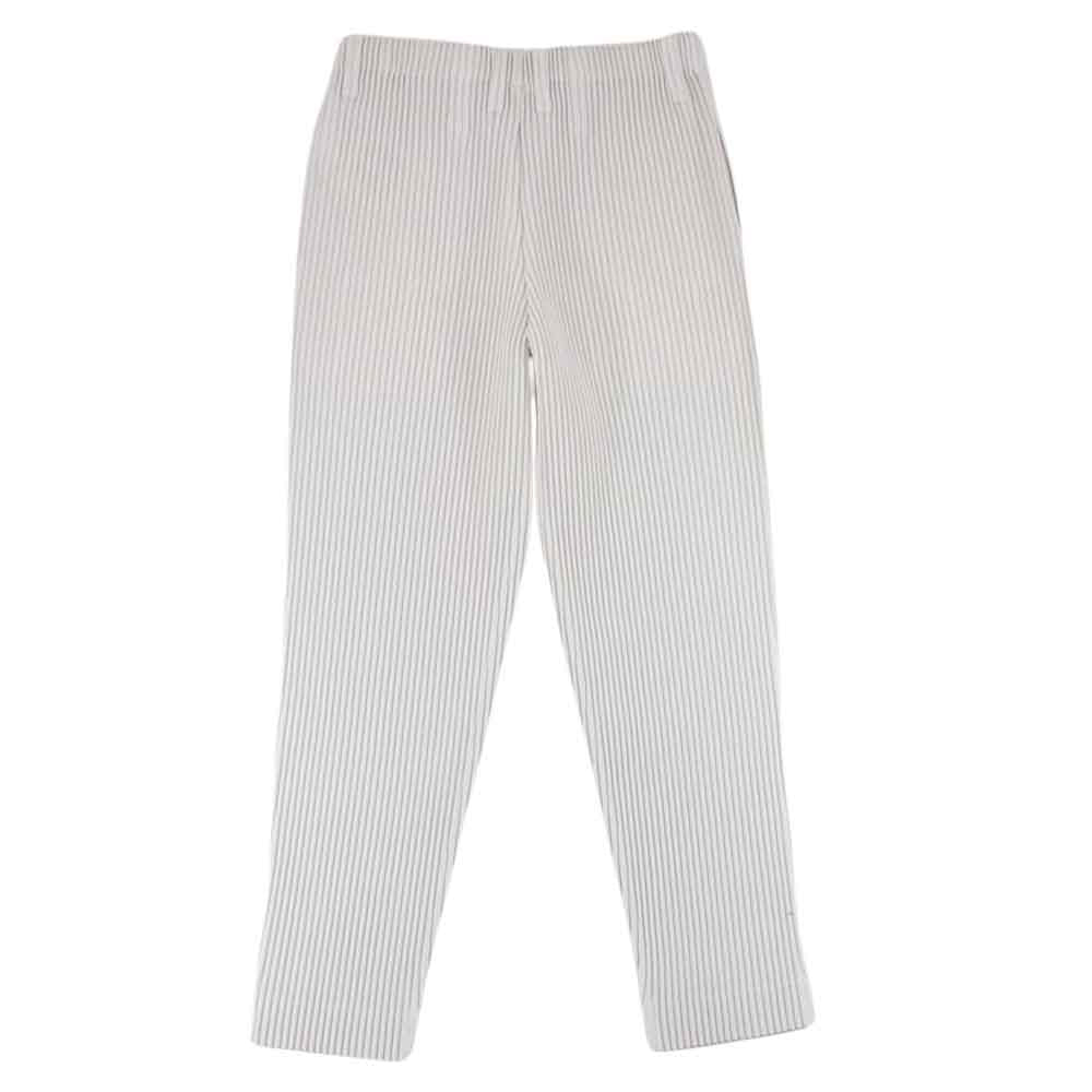 HOMME PLISSE ISSEY MIYAKE オム プリッセ イッセイミヤケ HP33-FF307 KERSEY PLEATS プリーツ加工 イージー テーパードパンツ オフホワイト系 2【美品】【中古】