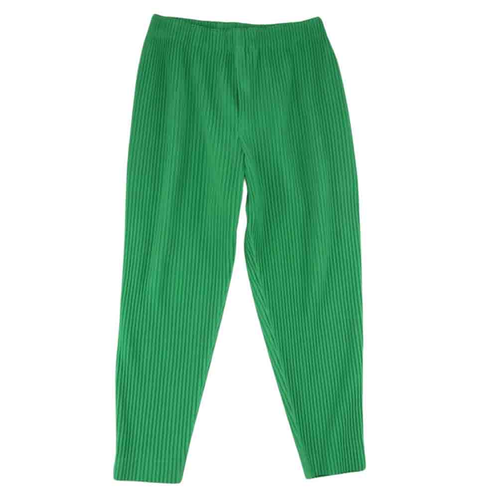 HOMME PLISSE ISSEY MIYAKE オム プリッセ イッセイミヤケ HP33JF104 MC JULY PANTS プリーツ加工 イージー テーパードパンツ グリーン系 2【美品】【中古】