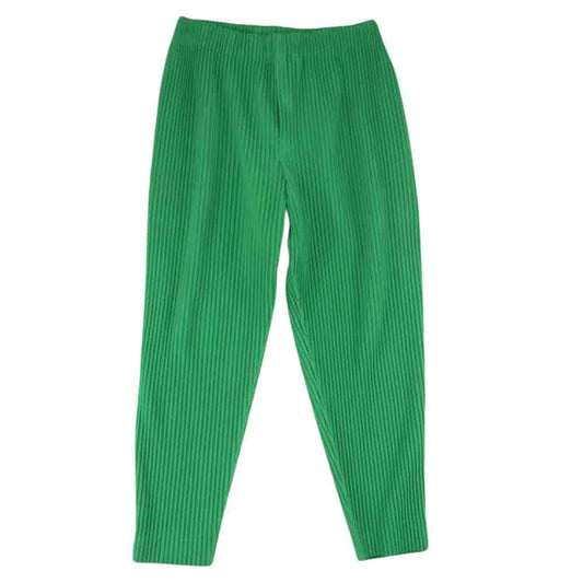 HOMME PLISSE ISSEY MIYAKE オム プリッセ イッセイミヤケ HP33JF104 MC JULY PANTS プリーツ加工 イージー テーパードパンツ グリーン系 2【美品】【中古】