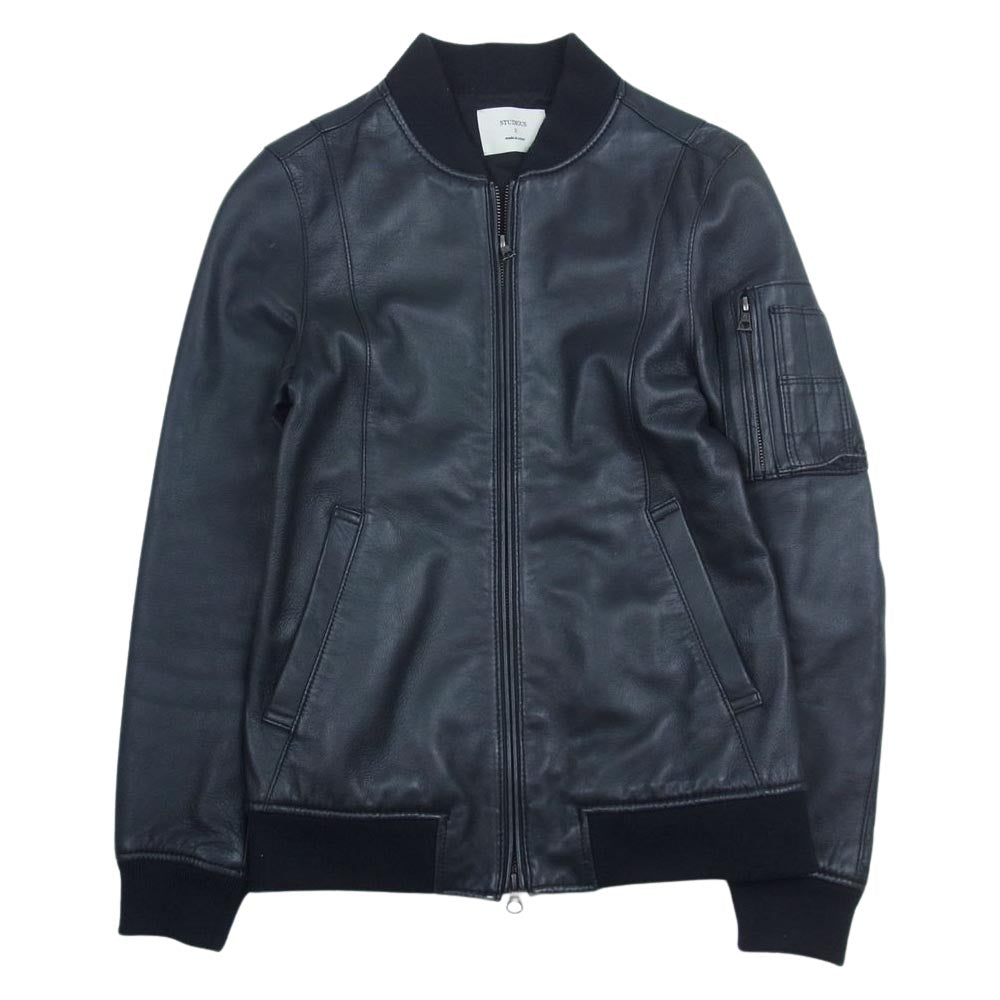 STUDIOUS ステュディオス 104352002 羊革 レザー ブルゾン MA-1 ジャケット ブラック系【中古】