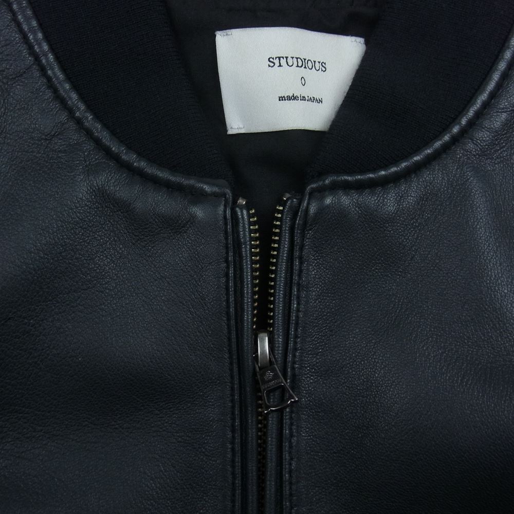 STUDIOUS ステュディオス 104352002 羊革 レザー ブルゾン MA-1 ジャケット ブラック系【中古】