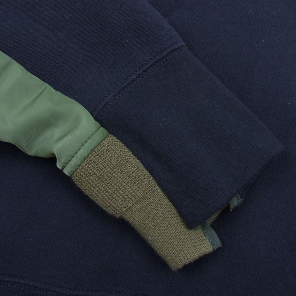 Sacai サカイ SCM-033 Sponge Sweat x MA-1 Hoodie ドッキング プルオーバー パーカー ネイビー系 カーキ系 1【美品】【中古】
