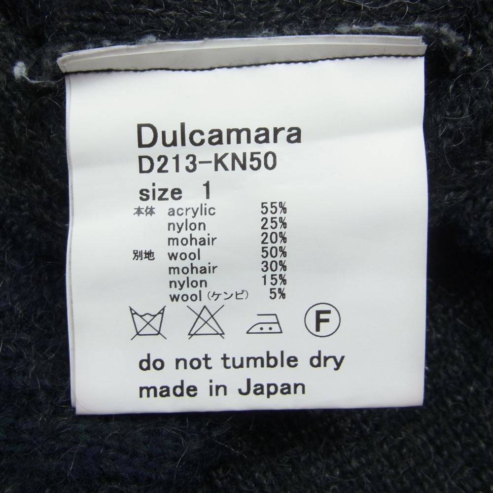 ドゥルカマラ D213-KN50 モヘヤ混切り替え ジャギースリーブ Vネック ニット  チャコール系 ネイビー系 1【中古】