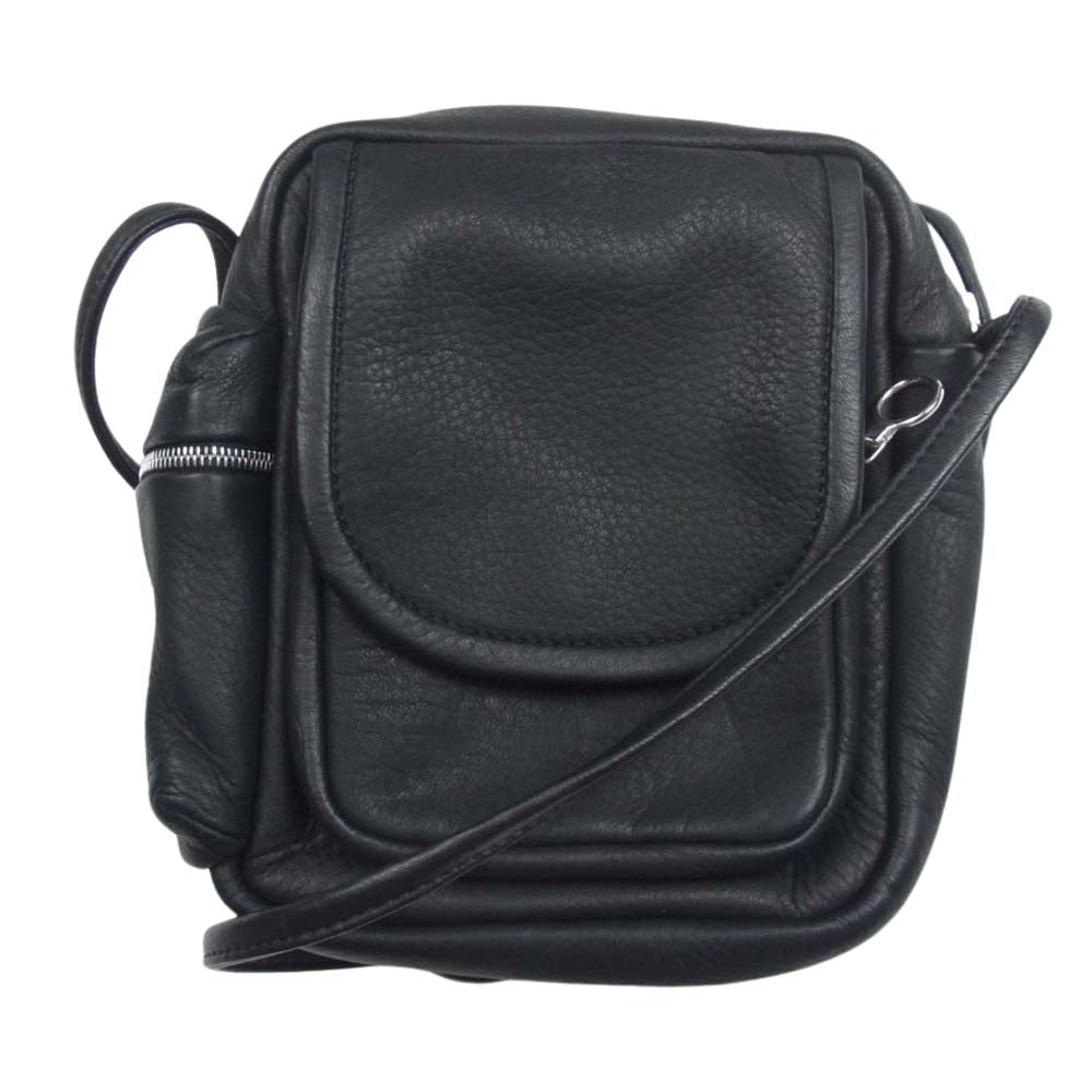 アエタ DEER SHOULDER POUCH レザー ショルダー バッグ ポーチ ブラック系【美品】【中古】