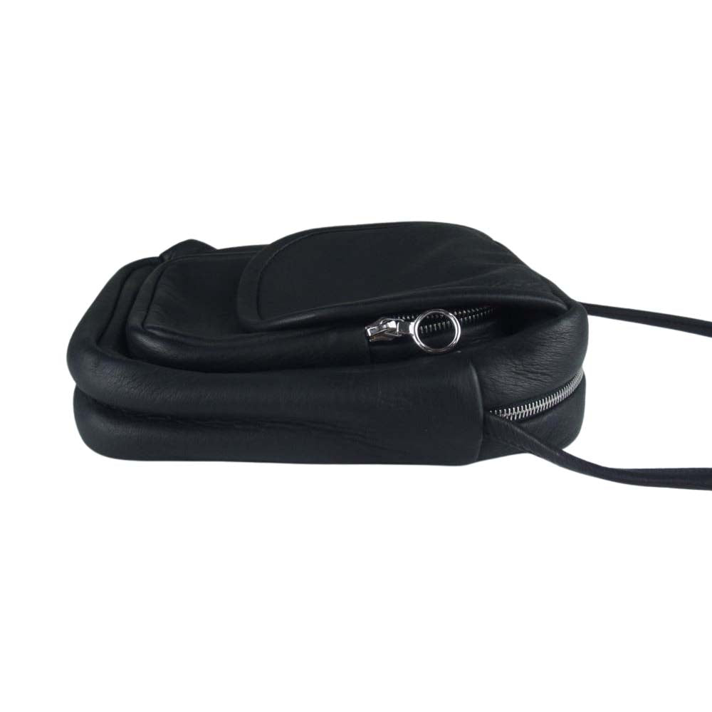 アエタ DEER SHOULDER POUCH レザー ショルダー バッグ ポーチ ブラック系【美品】【中古】