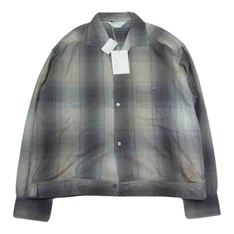 アンセルム 23AW ANC-SH23 FLANNEL CHECK SHORT SHIRT JACKET フランネル チェック ショート シャツ ジャケット グレー系 ベージュ系 M【新古品】【未使用】【中古】