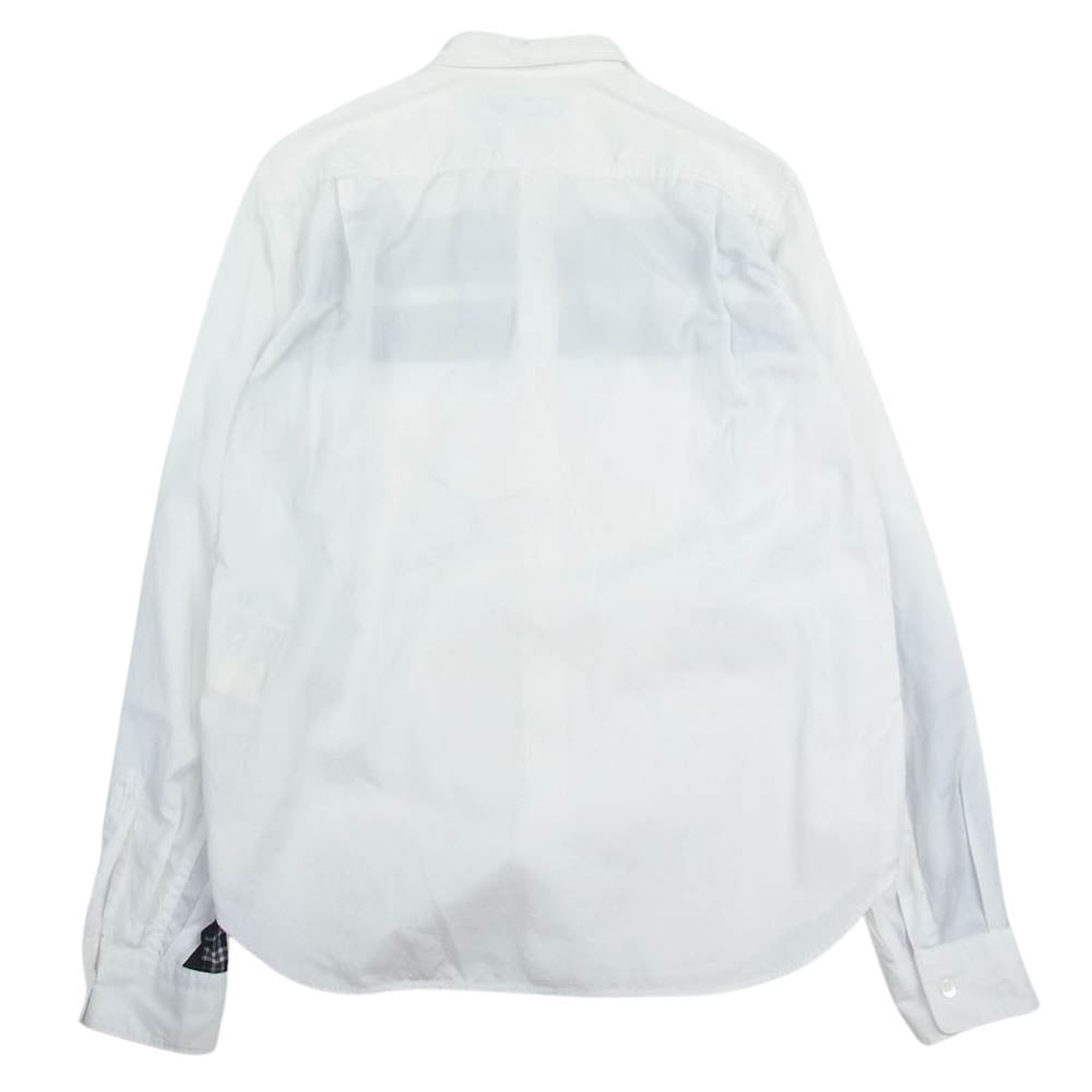 COMME des GARCONS HOMME コムデギャルソンオム HF-B044 ドット チェック テープ 異素材切替 長袖 シャツ ホワイト系 S【中古】
