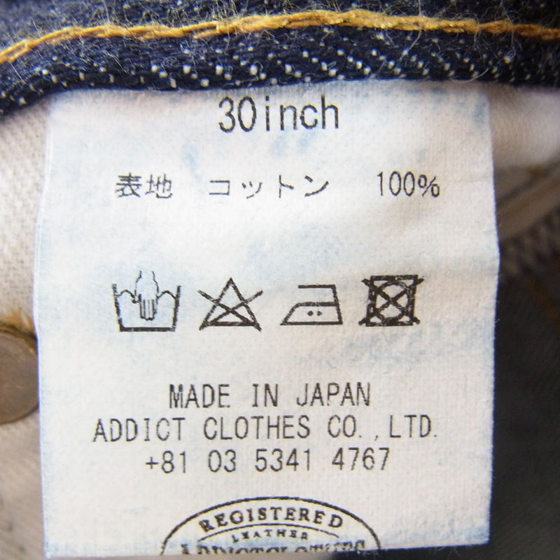 ADDICT CLOTHES アディクトクローズ ACVM ボタンフライ ストレート デニム パンツ インディゴブルー系 30【中古】