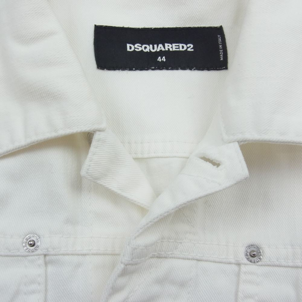 DSQUARED2 ディースクエアード S74AM0596 S39781 WHITE DENIM JACKET ホワイトデニム トラッカージャケット ホワイト系 44【中古】