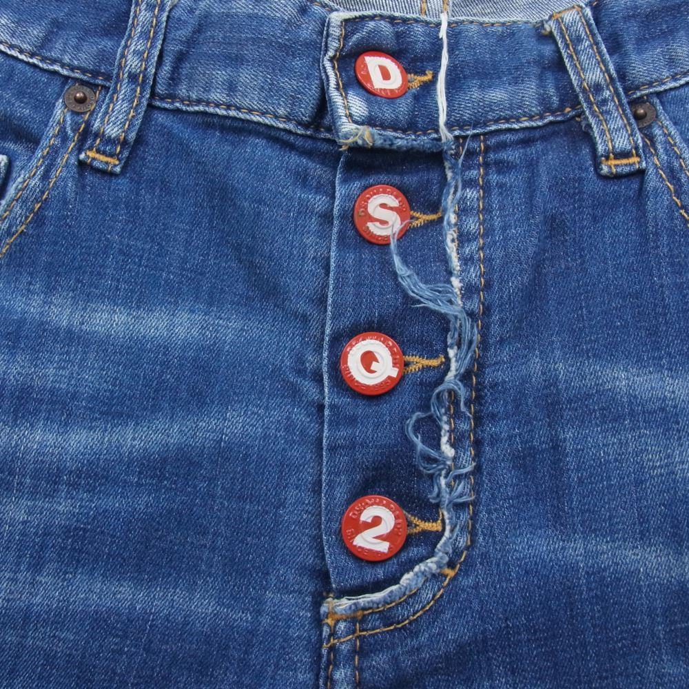 DSQUARED2 ディースクエアード S71LB0747 S30342 国内正規品 SKATER JEAN スケータージーンズ クラッシュ加工 デニムパンツ  インディゴブルー系 44【中古】