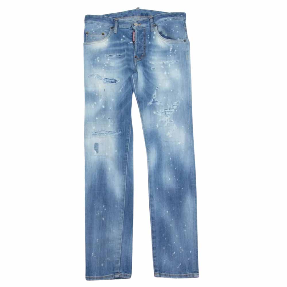DSQUARED2 ディースクエアード S74LB0995 S30708 国内正規品 SKATER JEAN スケータージーンズ ペイント加工 クラッシュ スキニー デニム  インディゴブルー系 44【中古】