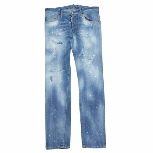 DSQUARED2 ディースクエアード S74LB0995 S30708 国内正規品 SKATER JEAN スケータージーンズ ペイント加工 クラッシュ スキニー デニム  インディゴブルー系 44【中古】