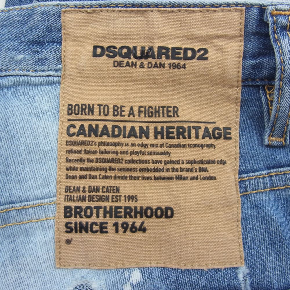 DSQUARED2 ディースクエアード S74LB0995 S30708 国内正規品 SKATER JEAN スケータージーンズ ペイント加工 クラッシュ スキニー デニム  インディゴブルー系 44【中古】