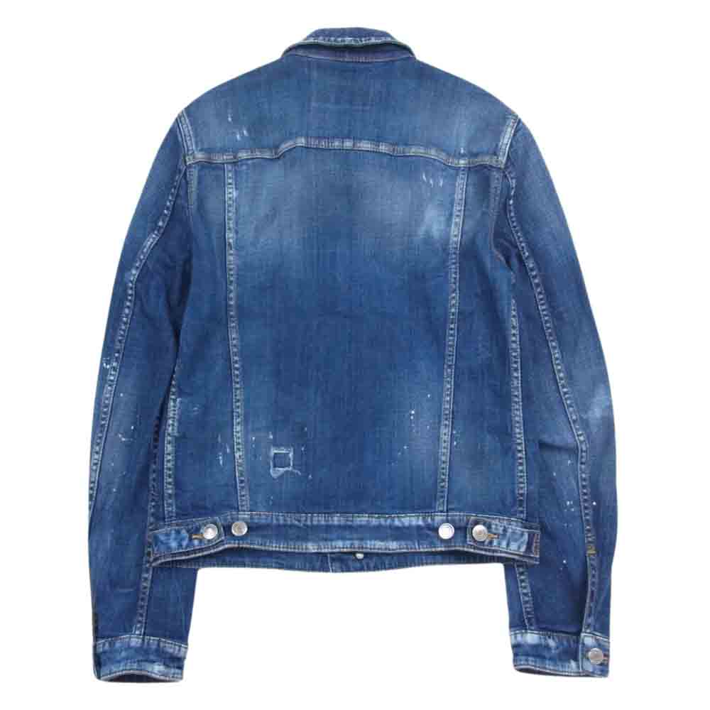 DSQUARED2 ディースクエアード S74AM0846 S30342 ペイント加工 クラッシュ デニム ジャケット Gジャン インディゴブルー系 44【中古】