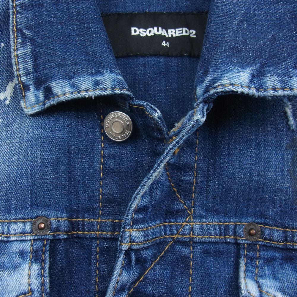 DSQUARED2 ディースクエアード S74AM0846 S30342 ペイント加工 クラッシュ デニム ジャケット Gジャン インディゴブルー系 44【中古】