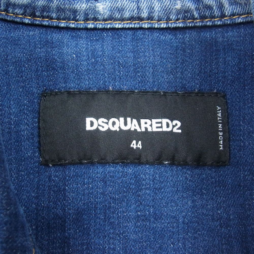 DSQUARED2 ディースクエアード S74AM0846 S30342 ペイント加工 クラッシュ デニム ジャケット Gジャン インディゴブルー系 44【中古】