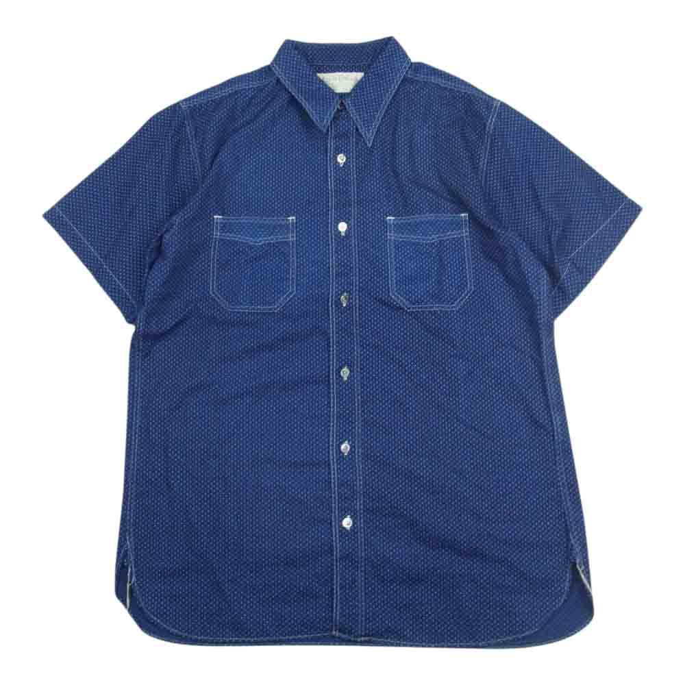SUGAR CANE シュガーケーン SC36670 FICTON ROMANCE フィクション ロマンス コレクション 4.5oz POLKA DOT WORK SHIRT ポルカ ドット 半袖 Tシャツ ブルー系【中古】