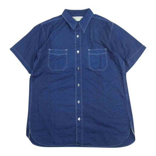 SUGAR CANE シュガーケーン SC36670 FICTON ROMANCE フィクション ロマンス コレクション 4.5oz POLKA DOT WORK SHIRT ポルカ ドット 半袖 Tシャツ ブルー系【中古】