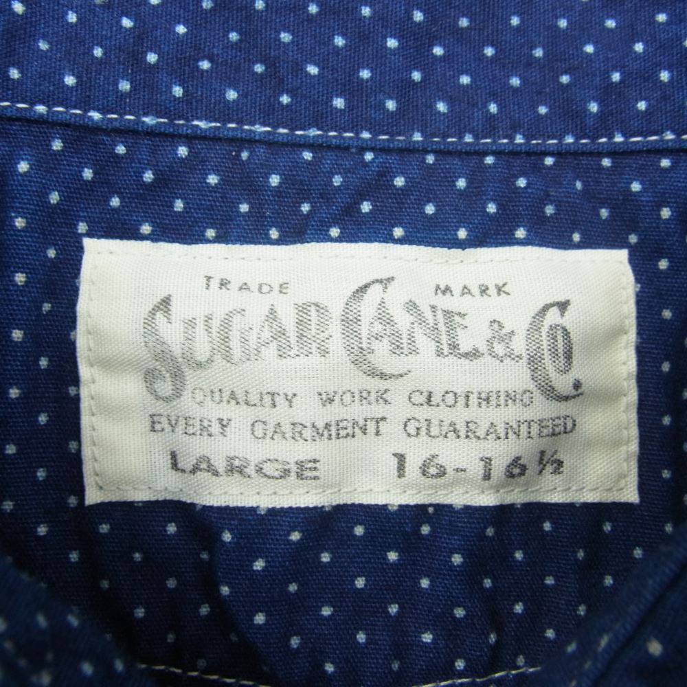 SUGAR CANE シュガーケーン SC36670 FICTON ROMANCE フィクション ロマンス コレクション 4.5oz POLKA DOT WORK SHIRT ポルカ ドット 半袖 Tシャツ ブルー系【中古】