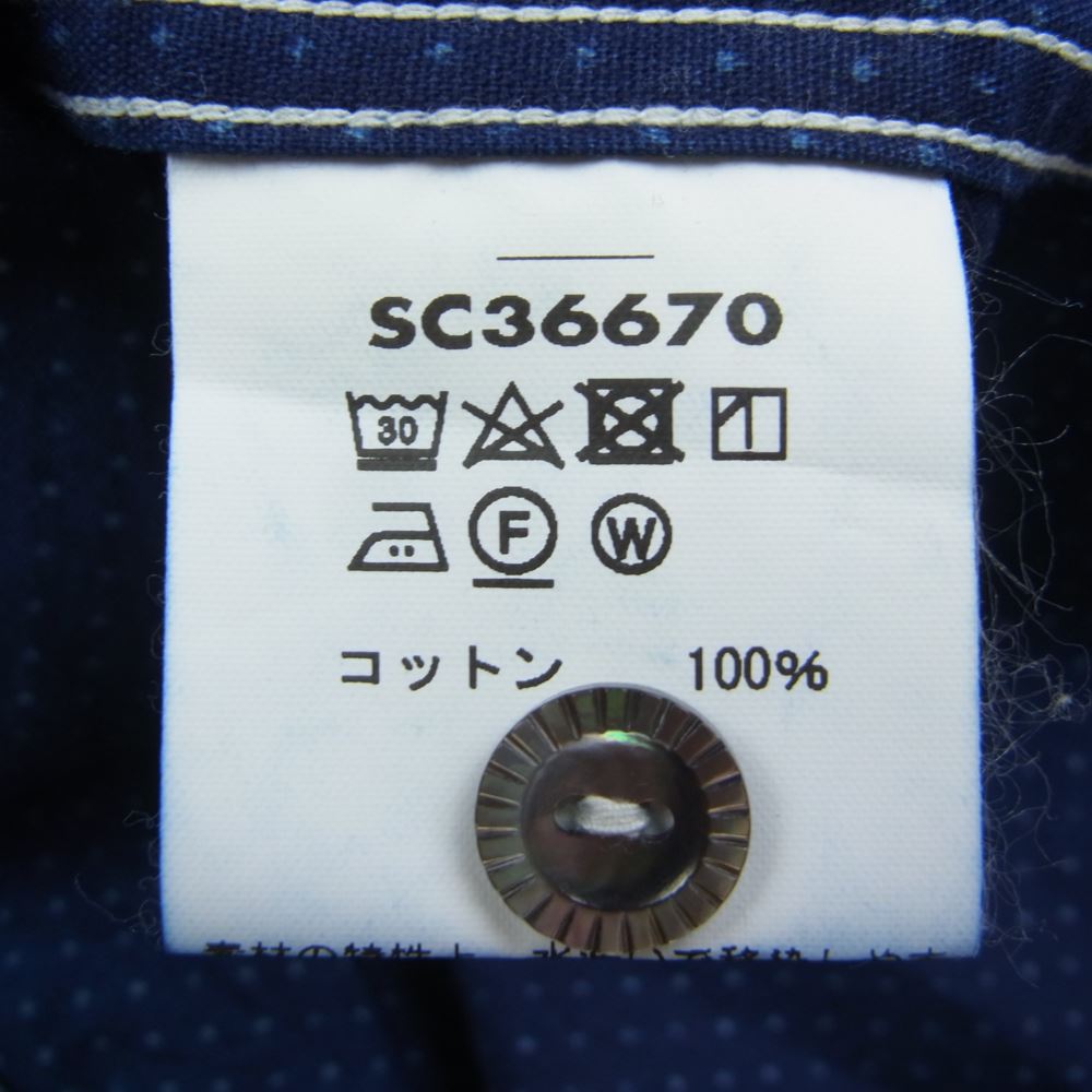 SUGAR CANE シュガーケーン SC36670 FICTON ROMANCE フィクション ロマンス コレクション 4.5oz POLKA DOT WORK SHIRT ポルカ ドット 半袖 Tシャツ ブルー系【中古】