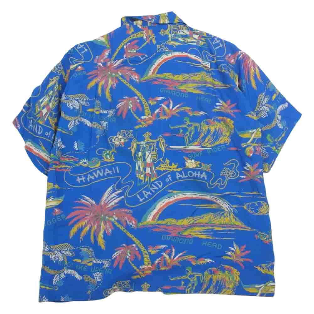 SUN SURF サンサーフ SS37860 SPECIAL EDITION KIHI KIHI LAND OF ALOHA DISCOVERED 洋柄 ハワイアン 半袖 シャツ ブルー系 M【中古】