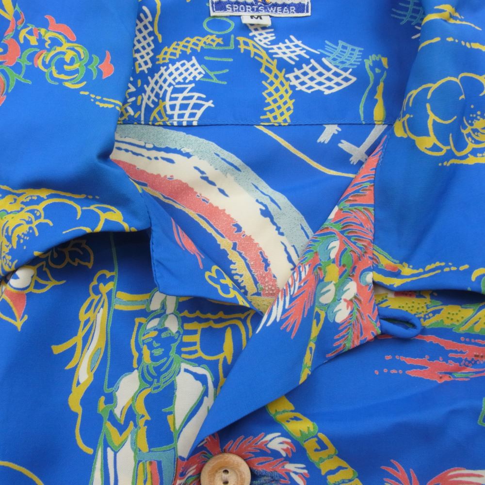 SUN SURF サンサーフ SS37860 SPECIAL EDITION KIHI KIHI LAND OF ALOHA DISCOVERED 洋柄 ハワイアン 半袖 シャツ ブルー系 M【中古】