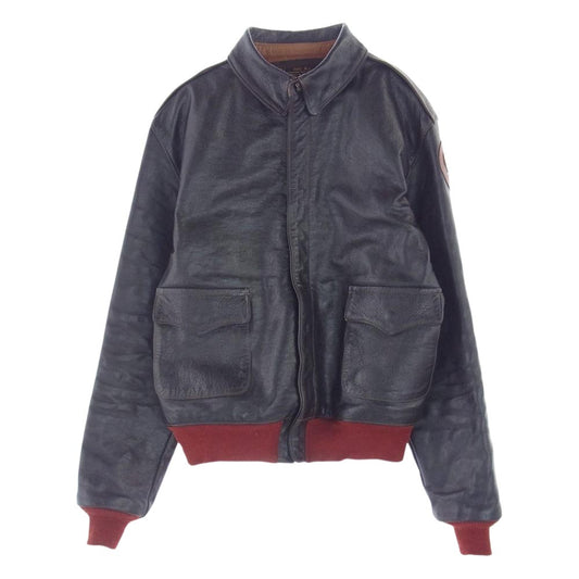 TOY'S McCOY トイズマッコイ 30-1415　 × REAL MOON リアルムーン別注 レザーパッチ A-2 フライト ジャケット ダークブラウン系 42【中古】