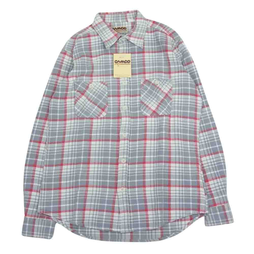 CAMCO カムコ ヘビー チェック フランネルシャツ ロングスリーブ 長袖 ネル シャツ レッド グレー系 L【中古】