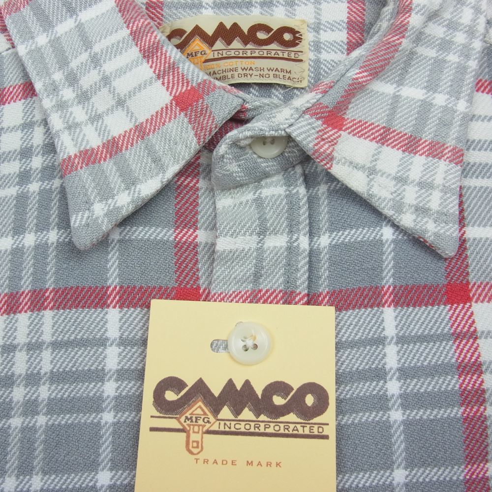 CAMCO カムコ ヘビー チェック フランネルシャツ ロングスリーブ 長袖 ネル シャツ レッド グレー系 L【中古】