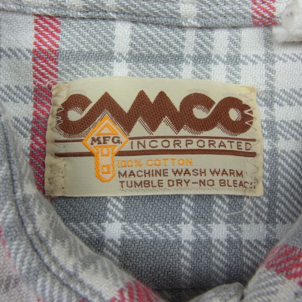 CAMCO カムコ ヘビー チェック フランネルシャツ ロングスリーブ 長袖 ネル シャツ レッド グレー系 L【中古】