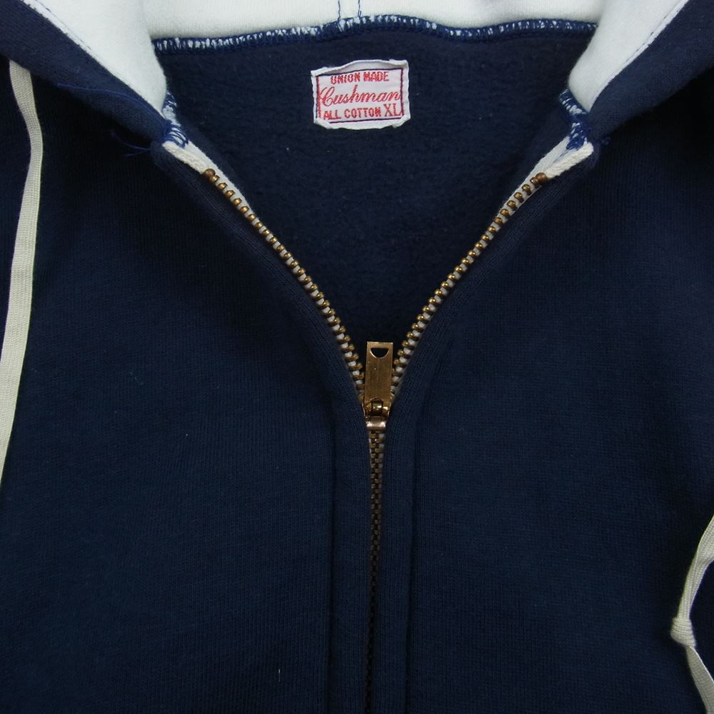CUSHMAN クッシュマン 2TONE ジップアップパーカー ネイビー系 XL【中古】