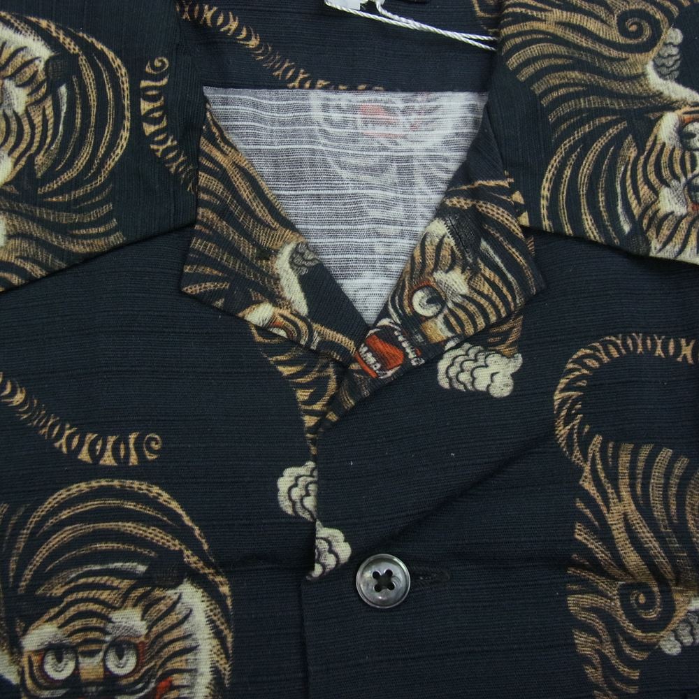 ドレスヒッピー TIGER L/S HAWAIIAN SHIRT 虎柄 ハワイアン 長袖シャツ カーキ系 L【美品】【中古】