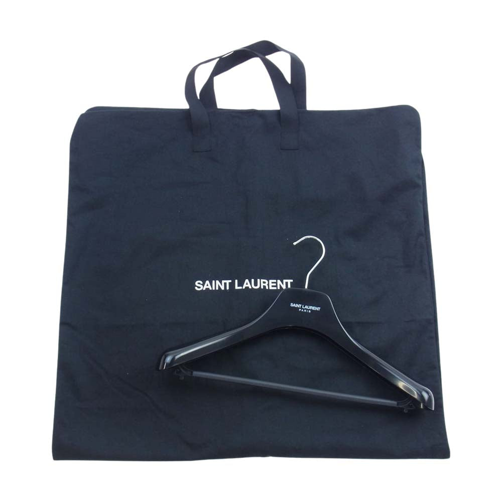 SAINT LAURENT サンローラン 20AW  354718 Y180W TEDDY JACKET テディジャケット レザー トリム ウール スタジアム ジャンパー ジャケット ブラック系 54【中古】