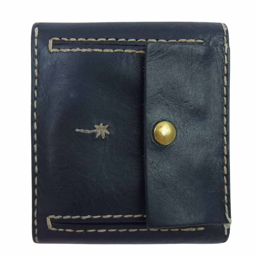 アンリークイール イタリア製 レザー ウォレット 二つ折り財布 ブラック系【中古】