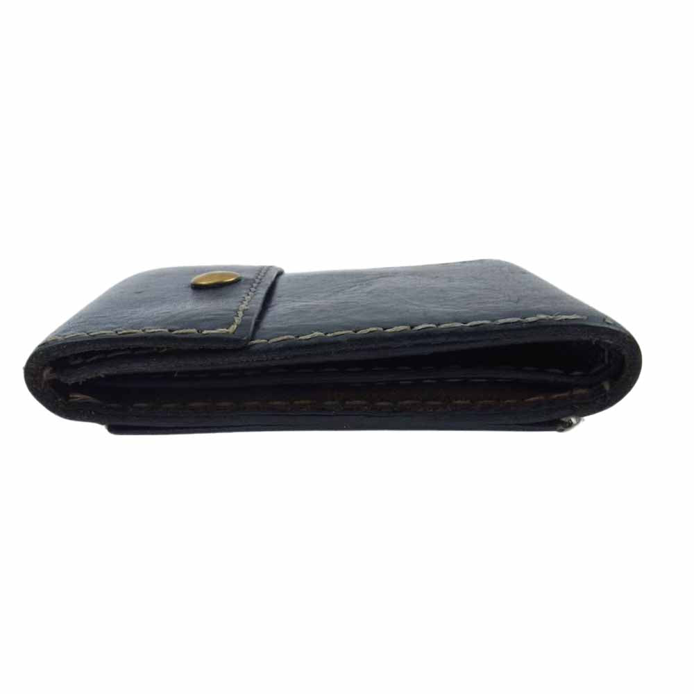 アンリークイール イタリア製 レザー ウォレット 二つ折り財布 ブラック系【中古】
