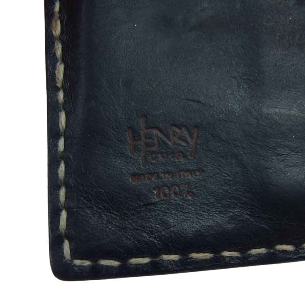 アンリークイール イタリア製 レザー ウォレット 二つ折り財布 ブラック系【中古】